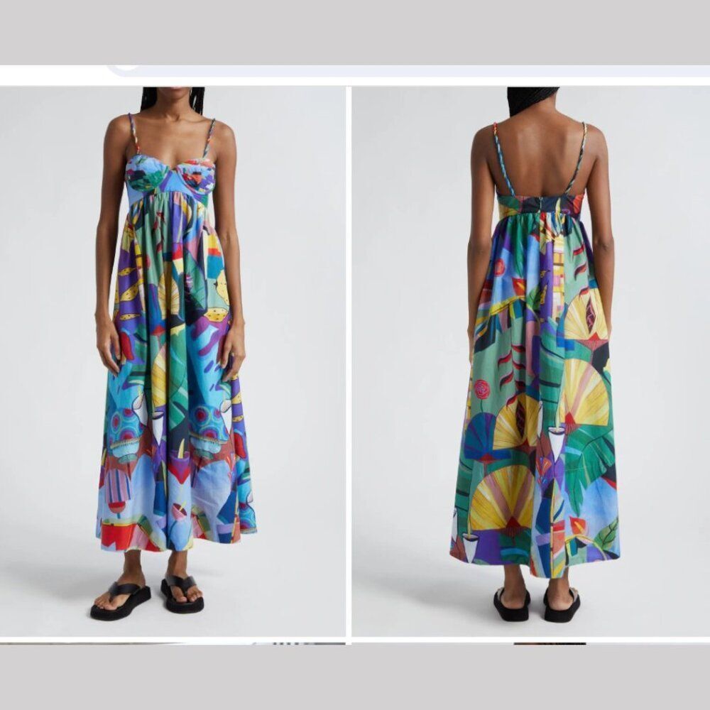 Farm Rio Tropical Scenario Maxi Dress Size Small NWOT $245 MSRP